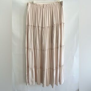 No Comment Beige Cream Tiered Maxi Skirt Medium